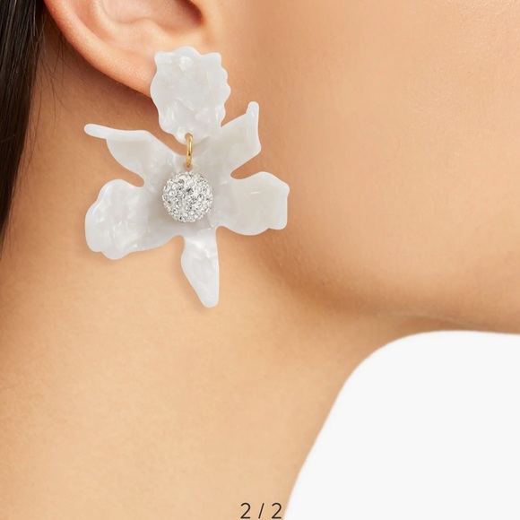 Small Crystal Lily Earrings - Picture 2 of 2